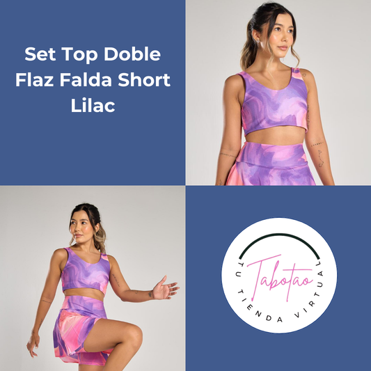 Set Top Doble Flaz Falda Short Lilac 0052