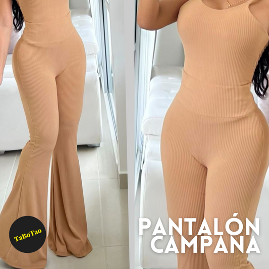 Pantalón Campana Para Mujer Tela Rib