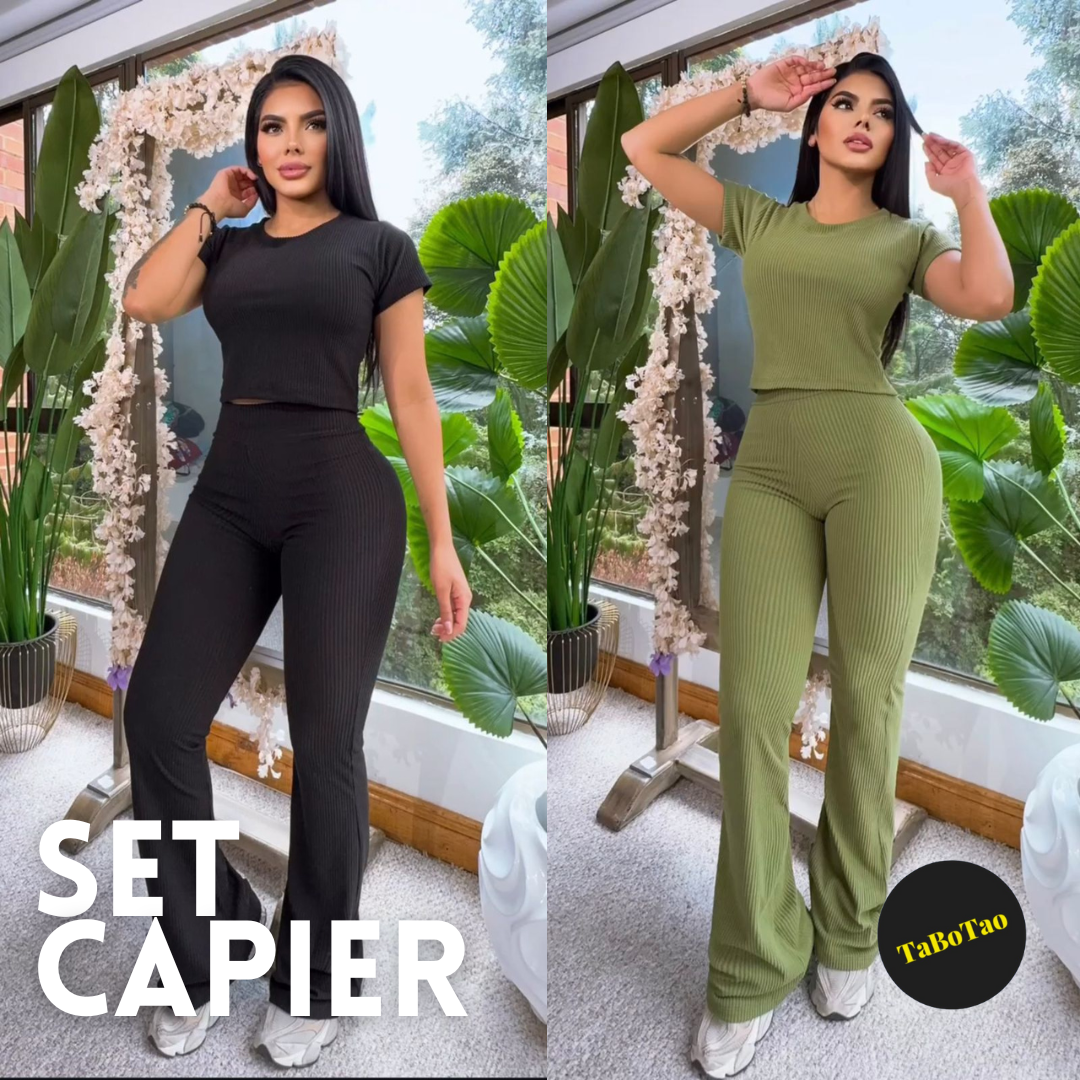 Set Capier, Blusa Y Pantalón En Tela Rib